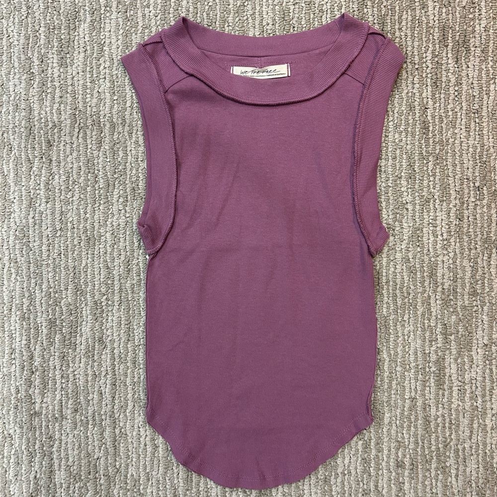 Free People We the Free NWOT  Purple Sleeveless Ribbed Tank Top